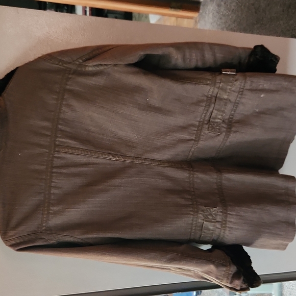 Real Fur Canvas Zip Up Fashion Coat - Picture 8 of 8